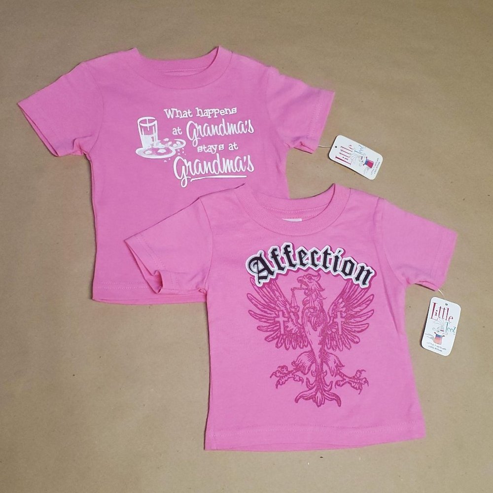 Little Teez T-Shirts 2 Pack Size 12M Pink